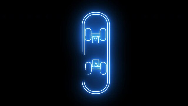 animated video of a skateboard icon with a glowing neon effect