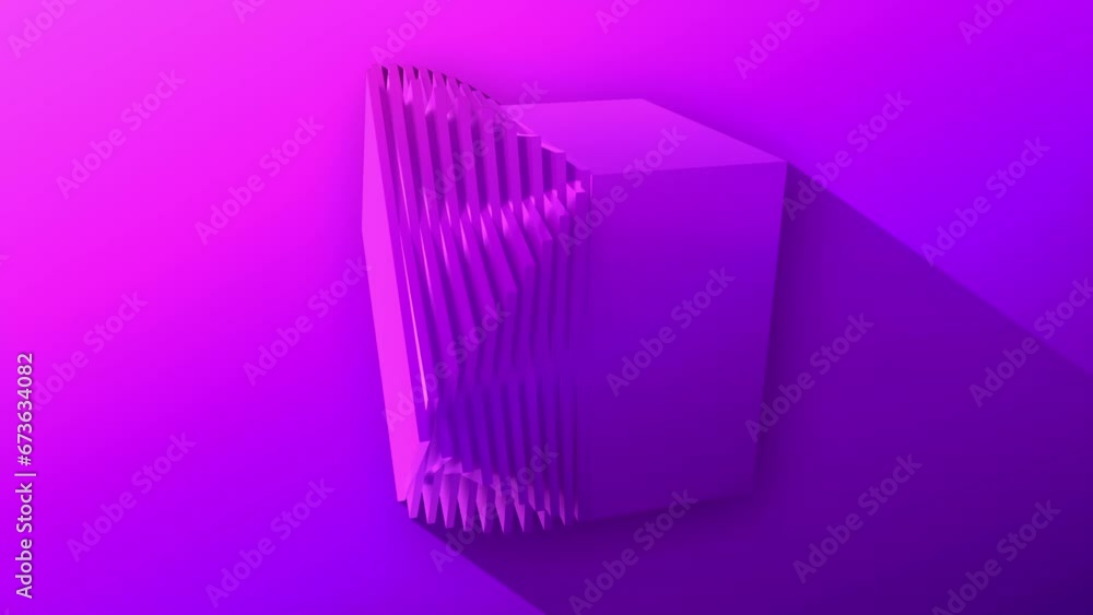Aufkleber Fantastic transformation of rotating cube. 3d rendering loop animation