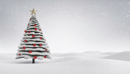 Christmas tree on a snowy background. postcard template with place for text.