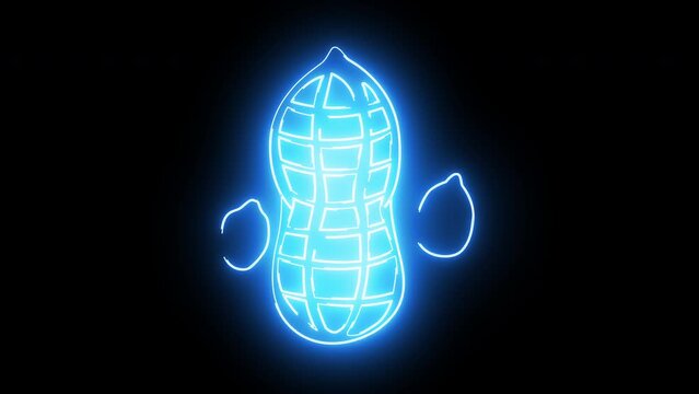 animated video of the peanut icon with a glowing neon effect