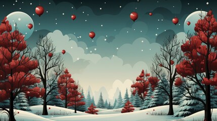 Fototapeta na wymiar Hand Drawn Flat Christmas Background, Merry Christmas Background ,Hd Background