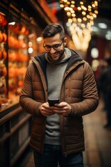 Shopper comparing prices on a smartphone app to ensure they're getting the best Black Friday deal, Generative AI