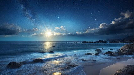Fototapeta premium 海と星空