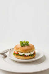 breakfast on plate isolated on white