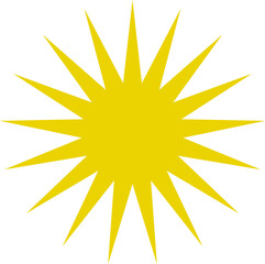 Sun icon. Yellow sun star icons or logo collection. Summer, sunlight, sunset, sunburst. Vector illustration.