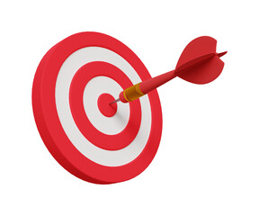 3D hit the target icon. Business strategy, finance target, goal of success, target achievement concept. Dartboard with an arrow hit at the center. 3d illustration
