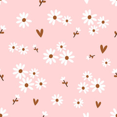 Daisies and daisies in the pink background