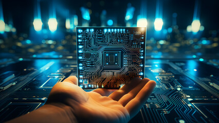 The continuous advancement of AI circuitry paves the way for innovative applications in artificial intelligence and machine learning - obrazy, fototapety, plakaty