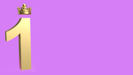 The one and gold crown for Business concept 3d rendering