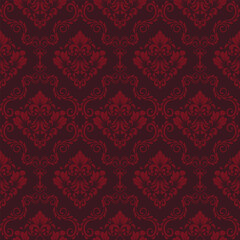 Elegant classic red damask wallpaper background vector design