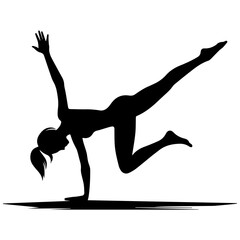 Woman doing Yoga vector silhouette black color