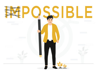 Flat vector businessman not impossible concept illustration