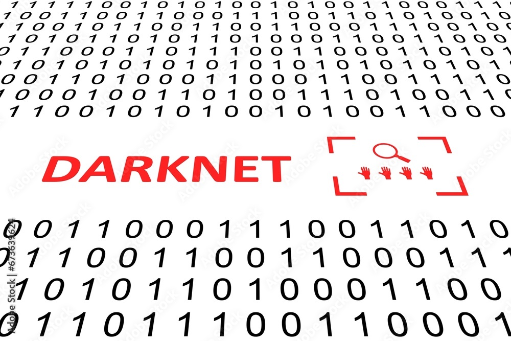 Poster darknet concept binary code 3d illustration
