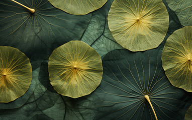 closeup shot of green lotus leaf with vein texture