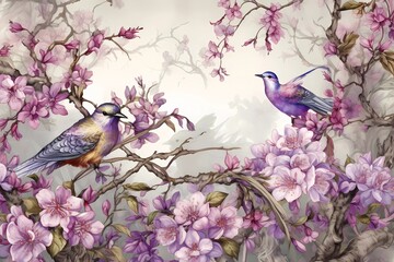 Vintage background with art illustration flower painting, generative ai, generative, ai, generated