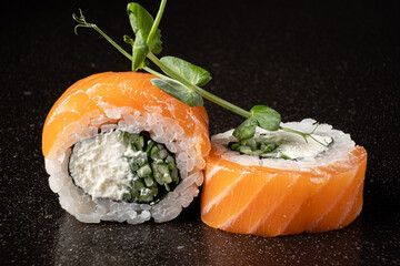 sushi on the black stone