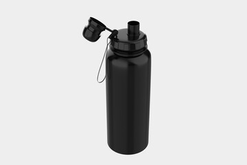 Glossy Sport Bottle Mockup Isolated On White Background. 3d illustration