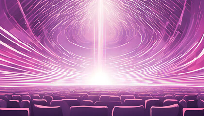 Background. Abstract stage light with cinema seats. Violet, white.