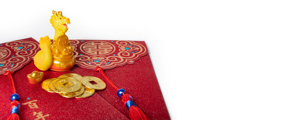 Red envelope for Chinese New Year, festive, concept of abundance of wealth, prosperity and luck.