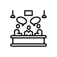 Black line icon for discussion  