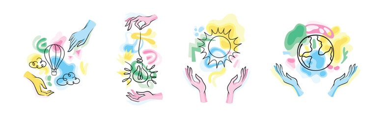 Abstract Minimal Composition with Bright Outline Object Vector Set