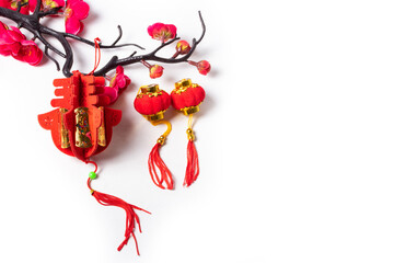 Photo chinese new year decorations, isolated on white background.