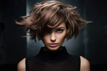 Lichtdoorlatende rolgordijnen Schoonheidssalon Woman With Trendsetting Hairstyle, Haircut