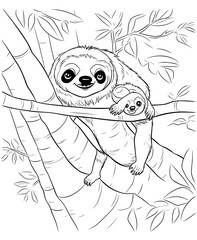 Obraz premium sloth coloring page for kids