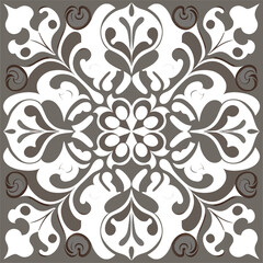 Oriental vector pattern with arabesques and floral elements. Traditional ornament