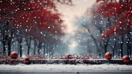 Red White Christmas Background With Snow , Merry Christmas Background ,Hd Background