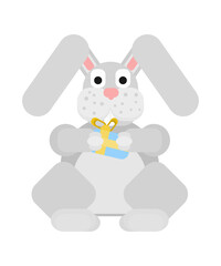 rabbit with a gift box kind character flat style