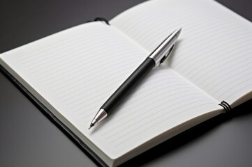 Open notebook pen closeup. Office book person write page. Generate Ai