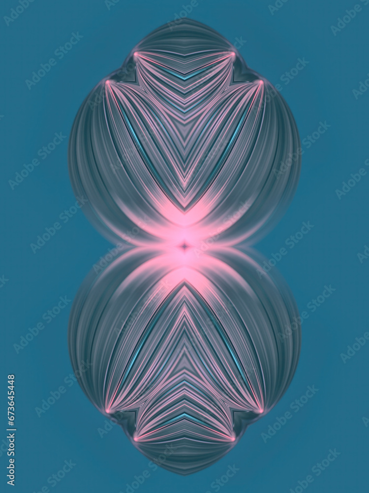 Poster bright and colorful digital illustration of figures on a blue background. 3d rendering