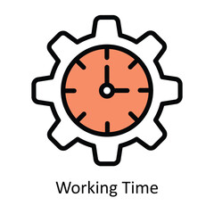 Working Time vector Filled outline Design illustration. Symbol on White background EPS 10 File