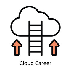 Cloud Career vector Filled outline Design illustration. Symbol on White background EPS 10 File