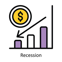 Recession vector Filled outline Design illustration. Symbol on White background EPS 10 File