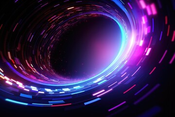 abstract futuristic background with pink blue glowing neon ring podium moving high speed wave lines and bokeh lights. Data transfer concept Fantastic wallpaper