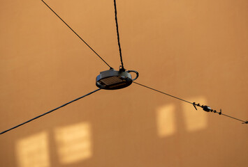 Old wall street lighting in the old town of Bologna. Italy