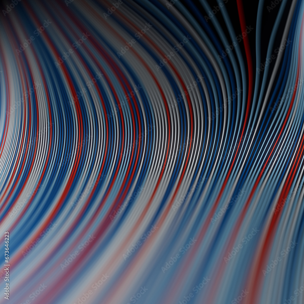 Aufkleber Close-up of a colorful stripe pattern with a combination of blue, red and white lines. 3d rendering digital illustration