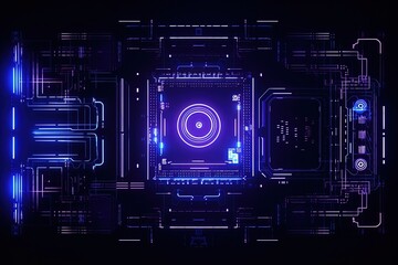Abstract technology hud interface hologram elements neon lights, circle percent vitality innovation on hi tech future design