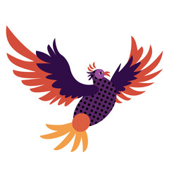 Flying phoenix as symbol of renewal, resurrection, or rebirth