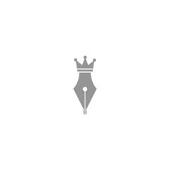 Pen King Logo Template. Writer author Logotype isolated on white background