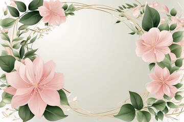 Background for party, birthday, wedding or graduation invitation in white color with floral frame with colorful decorations in soft art style. Generative Ai.