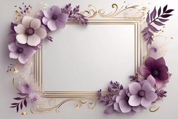 Background for party, birthday, wedding or graduation invitation in white color with floral frame with colorful decorations in soft art style. Generative Ai.