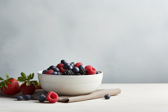 An image of a bowl of mixed berries - Generative AI