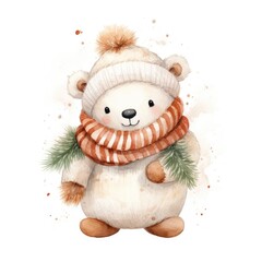 white bear illustration - cute winter illustration on white background
