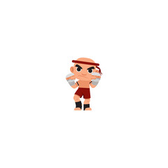 funny person poses with martial arts sports fighter