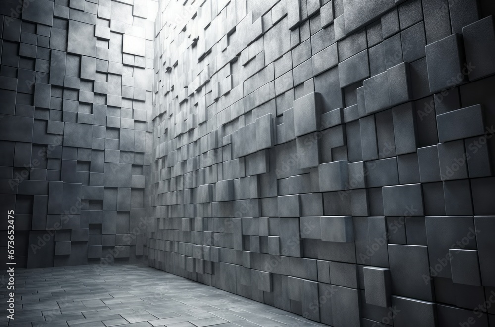Aufkleber square blocks room. grunge concrete block pattern structure. generate ai