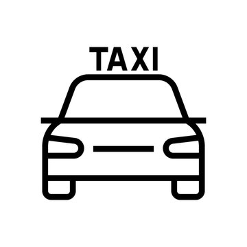 Taxi car icons, Taxi pick-up and drop-off point sign symbol, Pictogram simple flat line designs, Vector illustration.