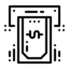 The money withdrawal icon is represented by money coming out of an ATM machine